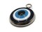 2 19.5mm Blue Evil Eye Pendants Resin and Silver 304 Stainless Steel Charms